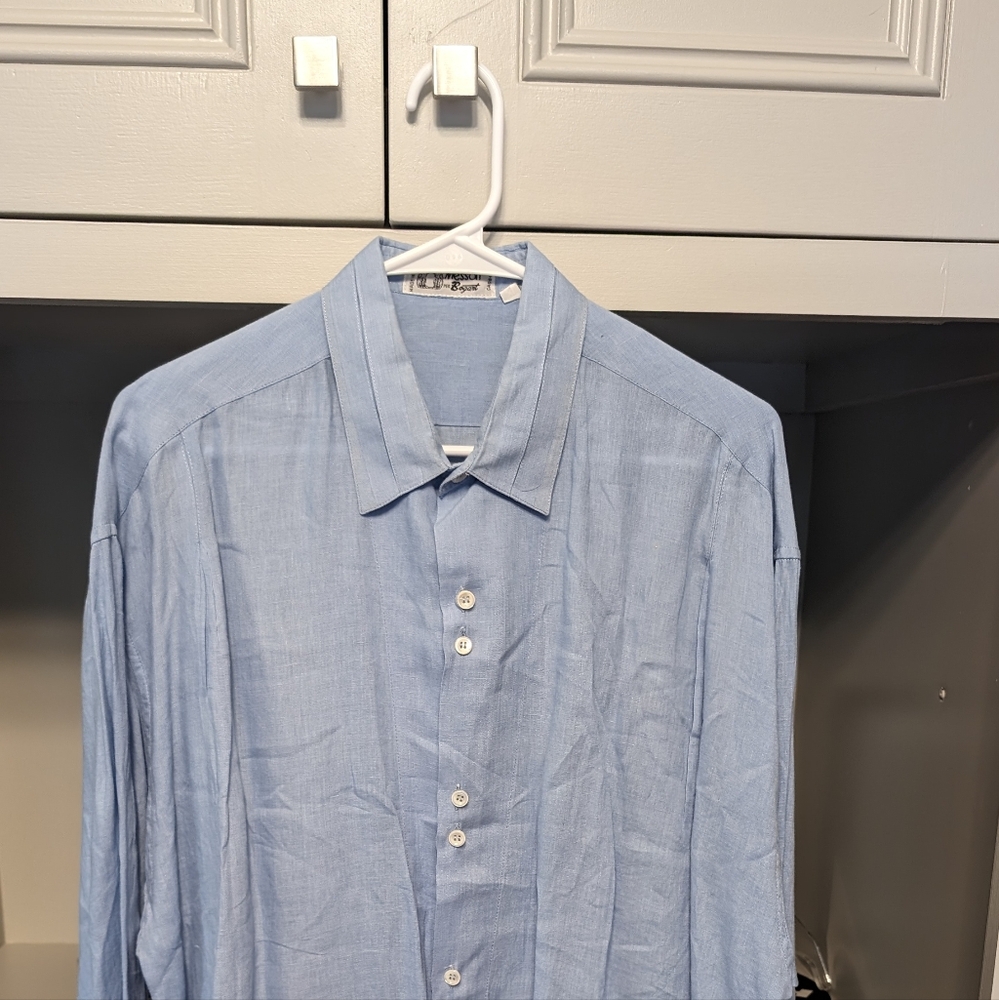 Messori light blue Men's linen shirt size XL .made in Italy